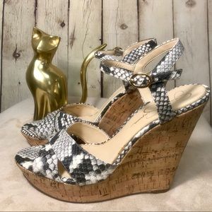 Jessica Simpson Isadoraa cork wedge snake sandal